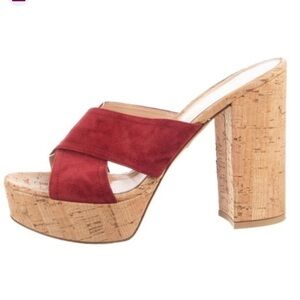 Gianvito Rossi Red Suede Platform Sandals